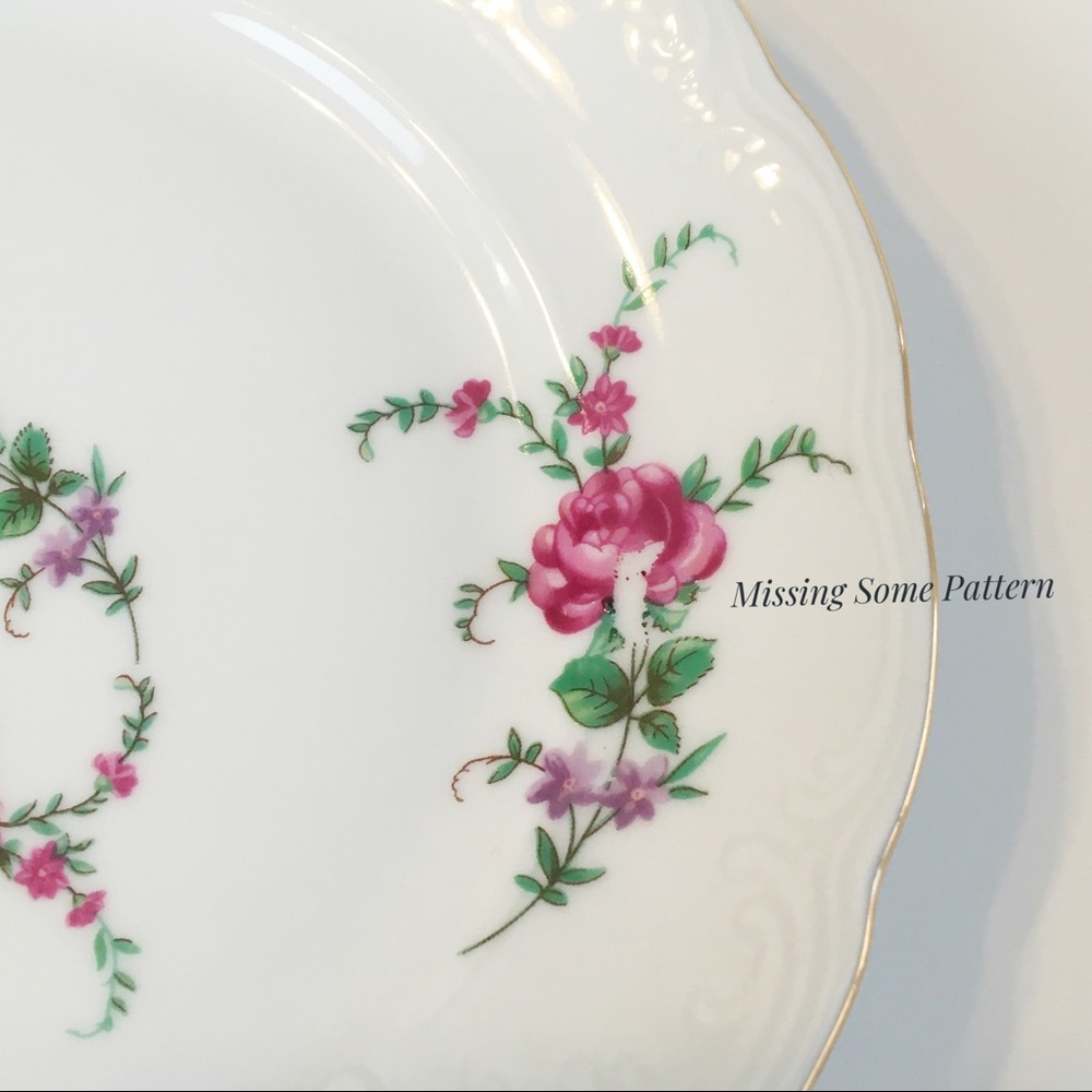 *Read Description* Set of 2 1940s Wawel Rose Garden Bread & Butter Plates Flawed - Picture 6 of 12